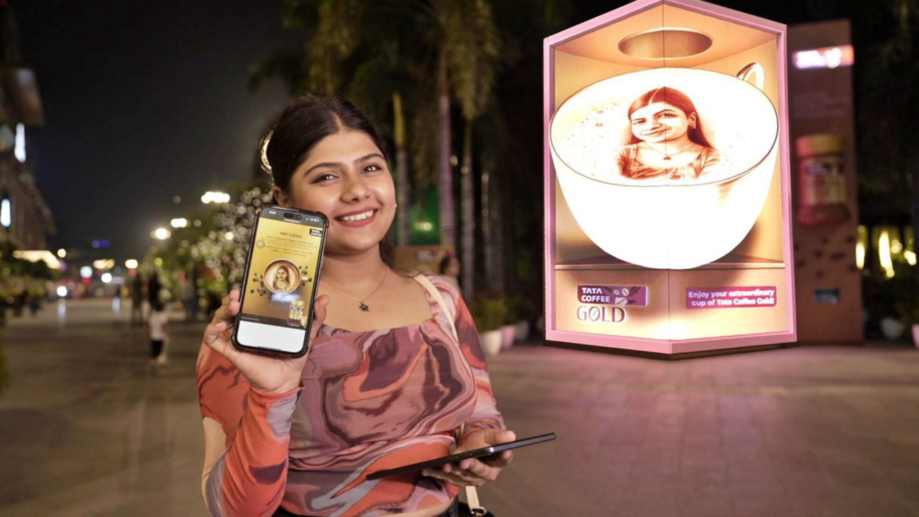Aroma-Anamorphic DooH: From Bean to Screen - Tata Coffee aroma-anamorphic DooH Campaign (Image: Laqshya Media) Tata Coffee aroma-anamorphic DooH Campaign (Image: Laqshya Media)