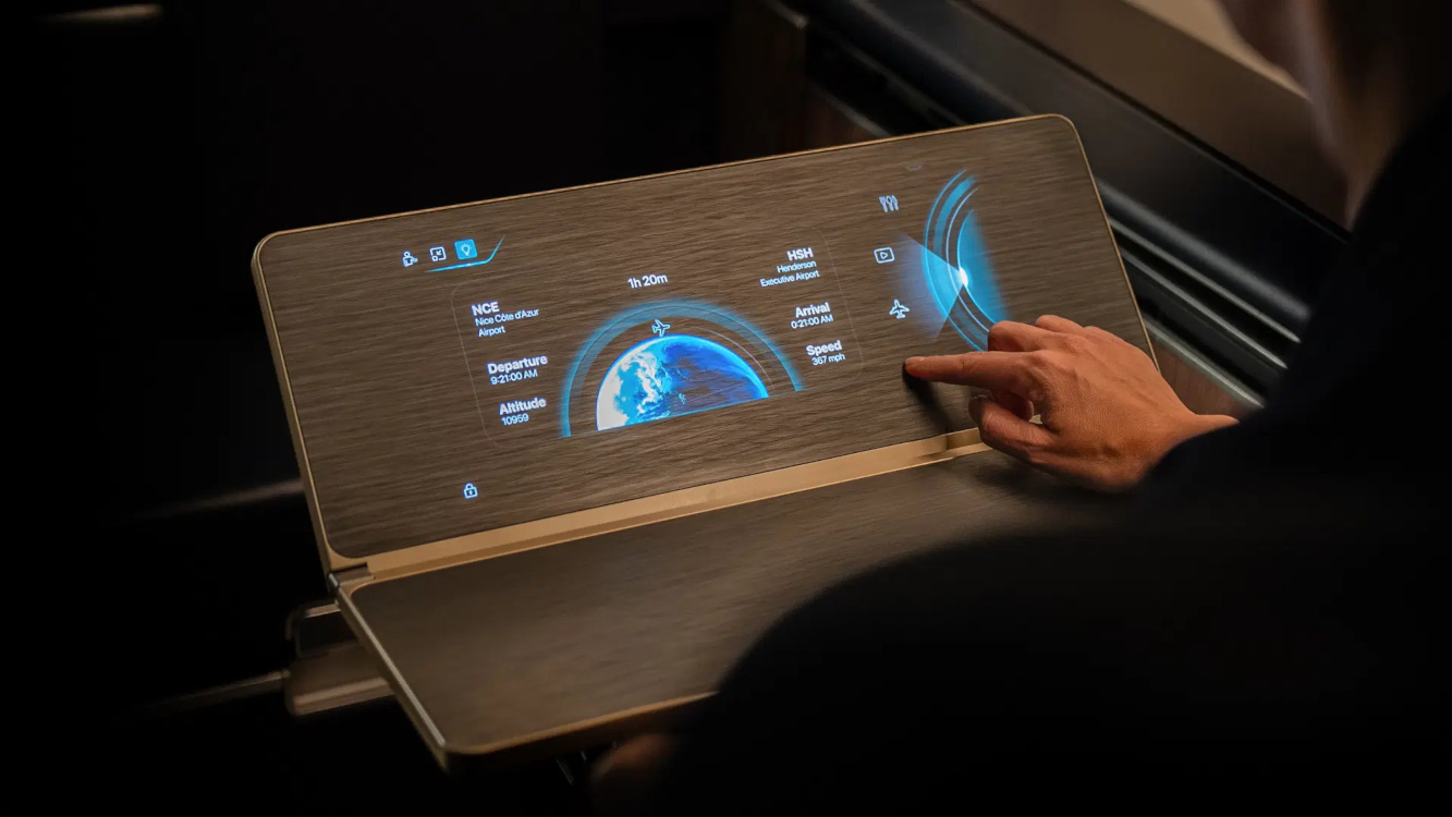 Hidden Screen: Lufthansa Turns Fold-Out Table Into Touch Display - Integrated directly into the cabin design: the Nice Intellitable from Lufthansa Technik (Image: Lufthansa Technik) Integrated directly into the cabin design: the Nice Intellitable from Lufthansa Technik (Image: Lufthansa Technik)