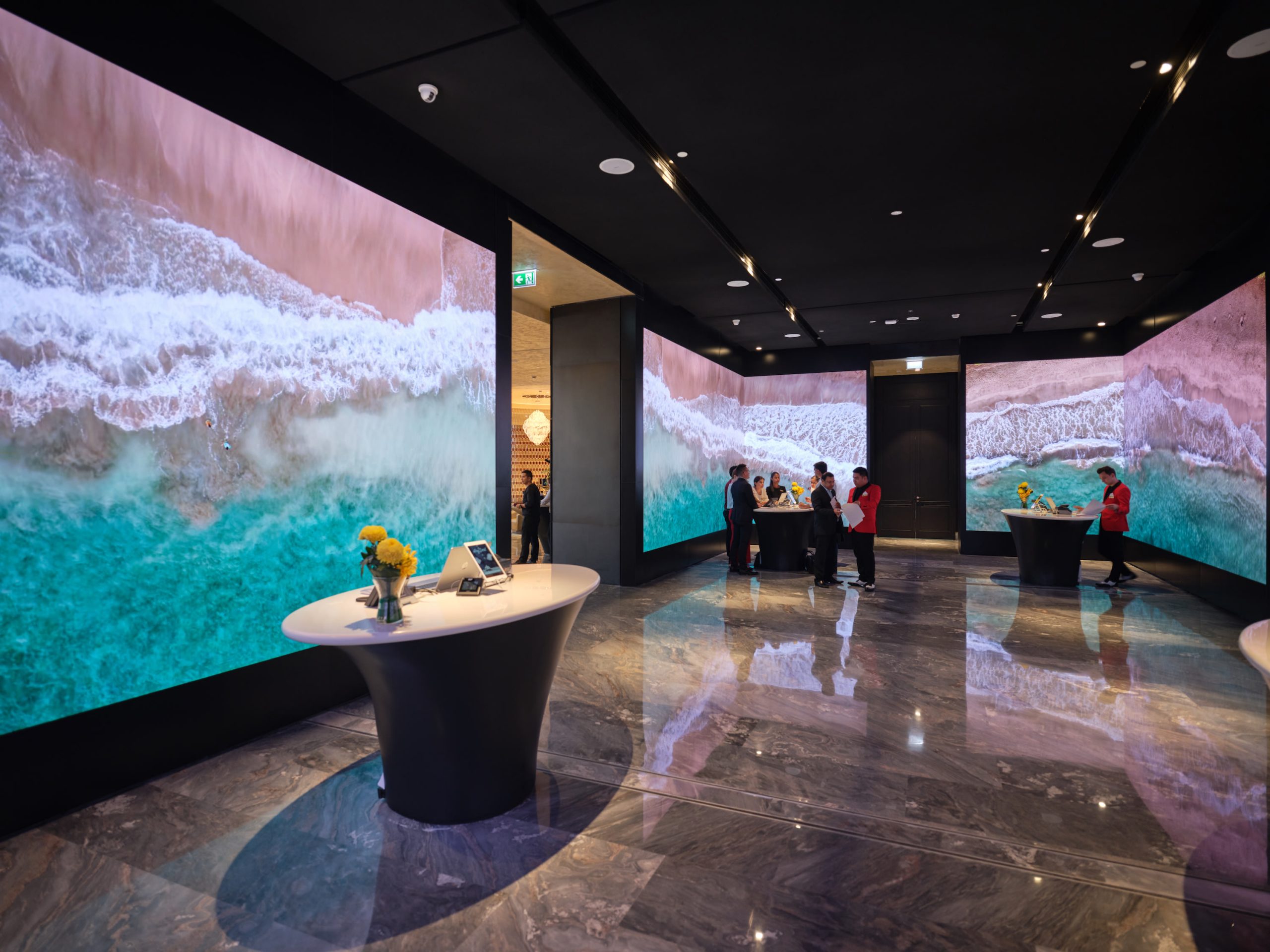New Hollywood-Themed Dubai Lux Hotel Fills Check-In Area With Big LED Visuals