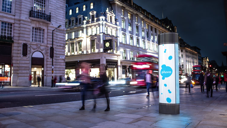 Start-up Monetizes Sidewalk Air Pollution Scrubber Towers For Cityscapes With OOH Ad Faces