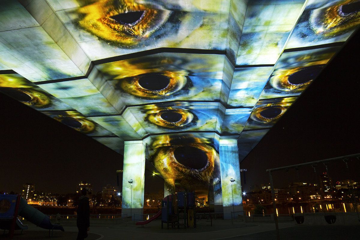 Projection-Mapping Turns Vancouver Bridge Into Virtual Salmon Run
