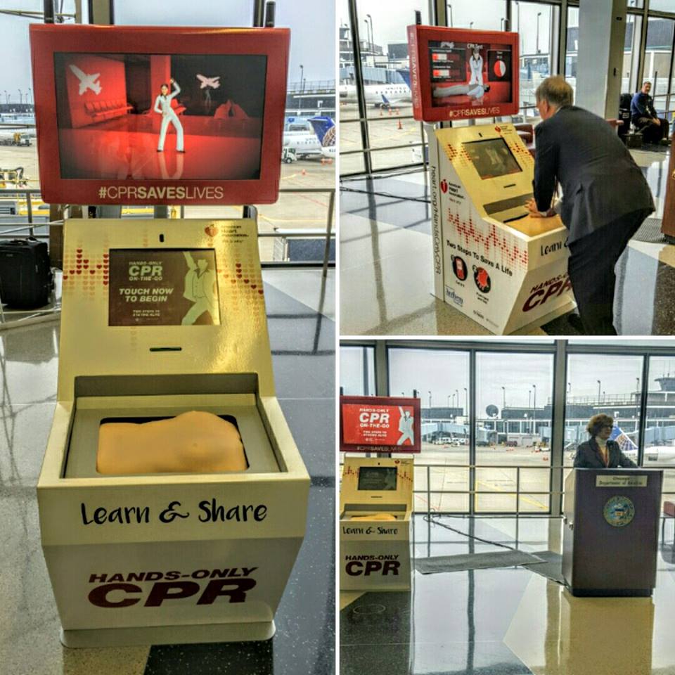 Projects: Airport Kiosks Help Travelers Learn CPR Skills To BeeGees Tune