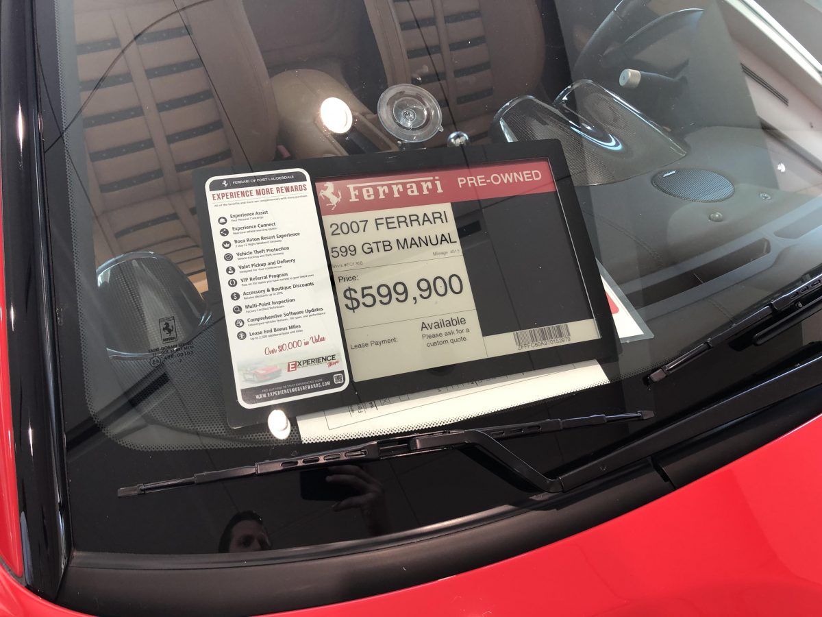 Ferrari Dealer Switches Out Paper Showroom Fact Sheets For E-Paper Tags