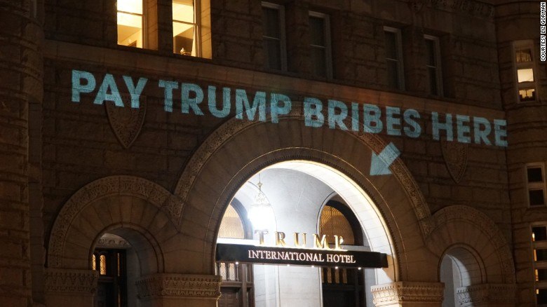Guerrilla Projection-Mapping In DC Takes Visual Swipe At Trump - Photo: Liz Gorman, via CNN