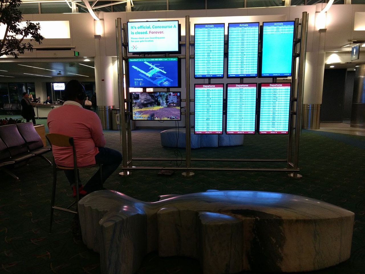 Gamer Disables Digital Signage Screen At PDX Airport, Plugs In Playstation - Photo: Stefan Dietz/Oregon Live PDX signage