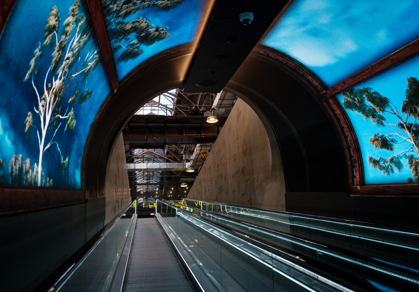 Shoppers Pass Through 20-Meter LED Tunnel To Get Into Flashy New Sydney Food Hall