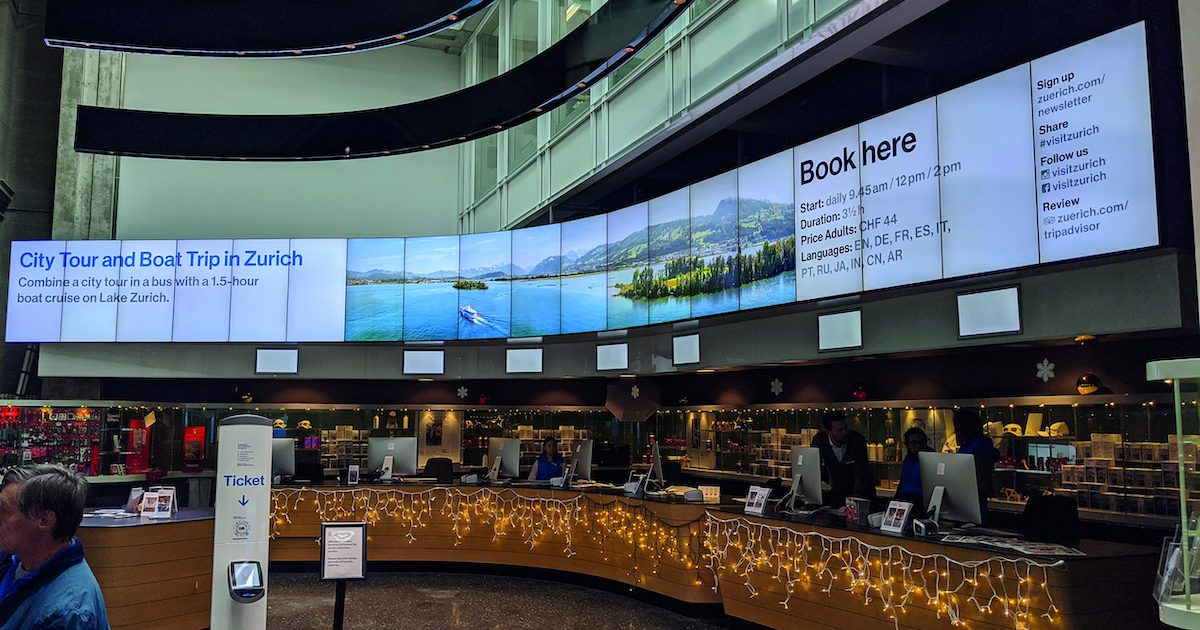 Tourist Stop In Zurich Uses 19-Wide LCD Video Wall To Promote Destinations