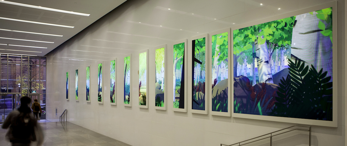 Toronto Office Tower Uses Cascade Of LED Windows To Transform Otherwise Stark Lobby