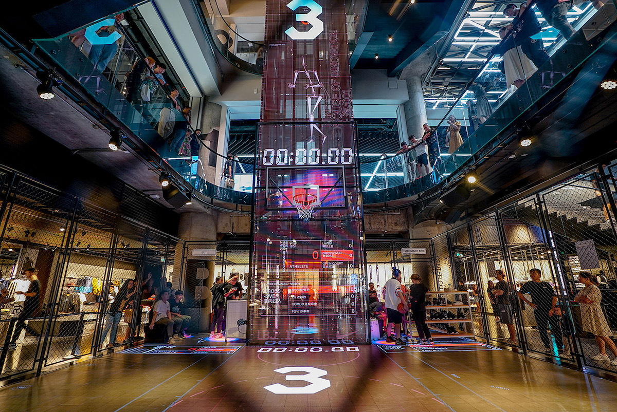 Nike Shanghai Flagship Uses Four-Storey LED Tower And LED Floors For Lebron Skills Challenge