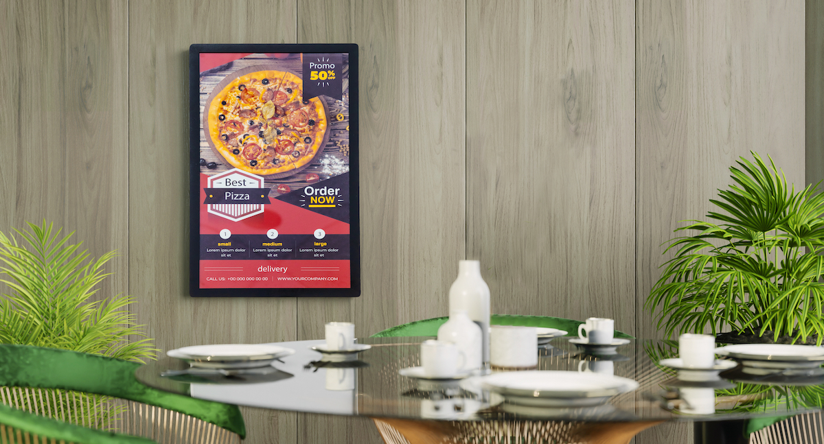 E Ink, Display Giant TPV Partner On New 25 Inch Color E-Paper Display - Poster Frame in living room Psd Mockup