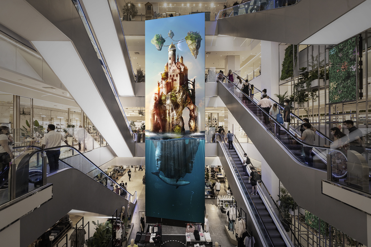 Three-Sided LED Column Is Towering Centerpiece In Chilean Flagship Store