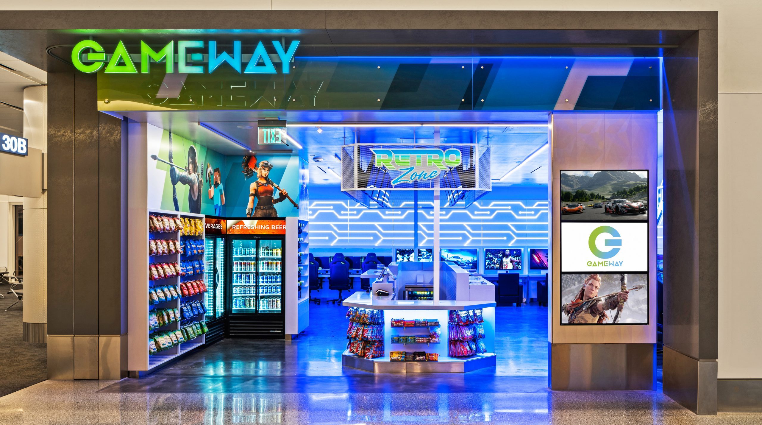 Digital Signage Used To Pull Traveling Gamers Into Specialty Airport Lounges
