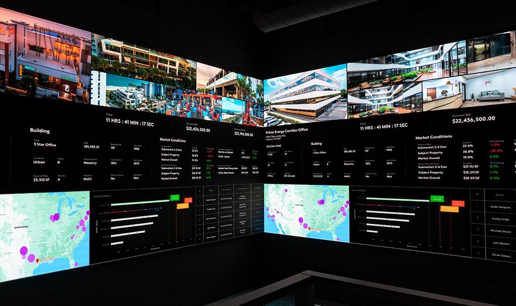 Real Estate Auction House Uses Pair Of Vast Fine-Pitch LED Walls To Monitor Business Activity