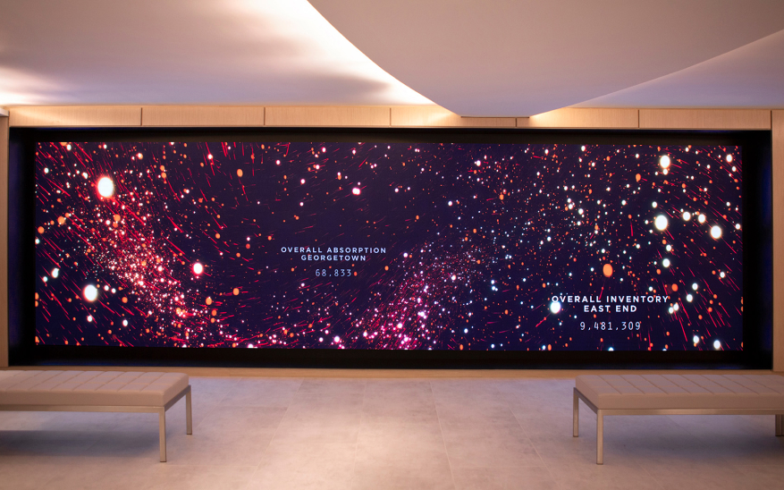 Real Estate Services Giant Uses 24-Foot Lobby LED Wall, Generative Data, To Inspire Staff And Guests At New DC Offices