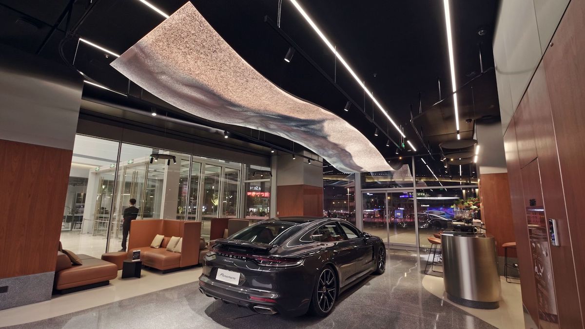 Wavy LED Canopy Drives Experience In At Chinese Porsche Showroom