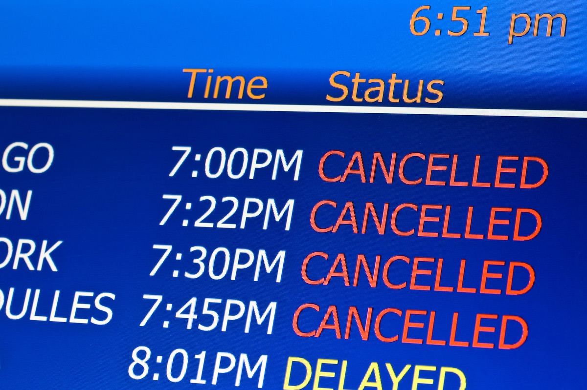 When Data Integration Goes Bad: UK Air Traffic Chaos Monday Attributed To Ingested Data - Cancelled flights on information message board