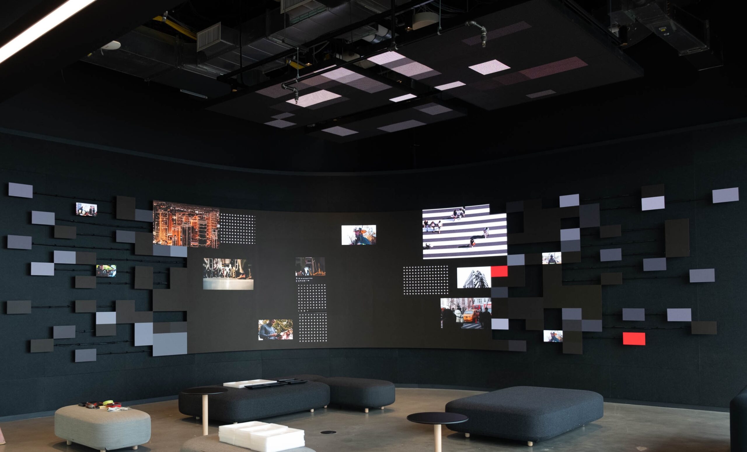 Deconstructed, Industrial-Look LED Video Wall Lights Up At Innovation Hub