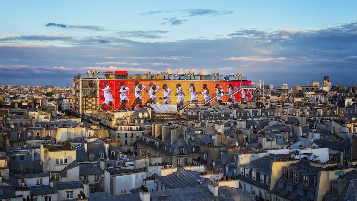 Iconic Centre Pompidou Facade In Paris Converted To Giant Nike Video Promo During Upcoming Olympics