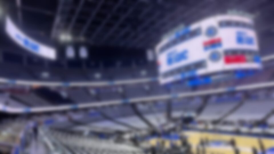 The new center-hung scoreboard dominates Kia Center’s bowl