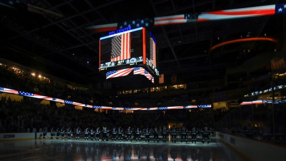 The new GoVision center-hung lights up the arena at the PPL Center