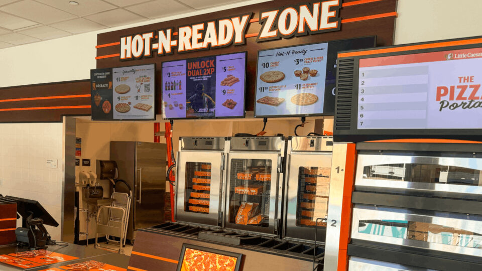 Menu boards at Little Caesars (Image: NowSignage)